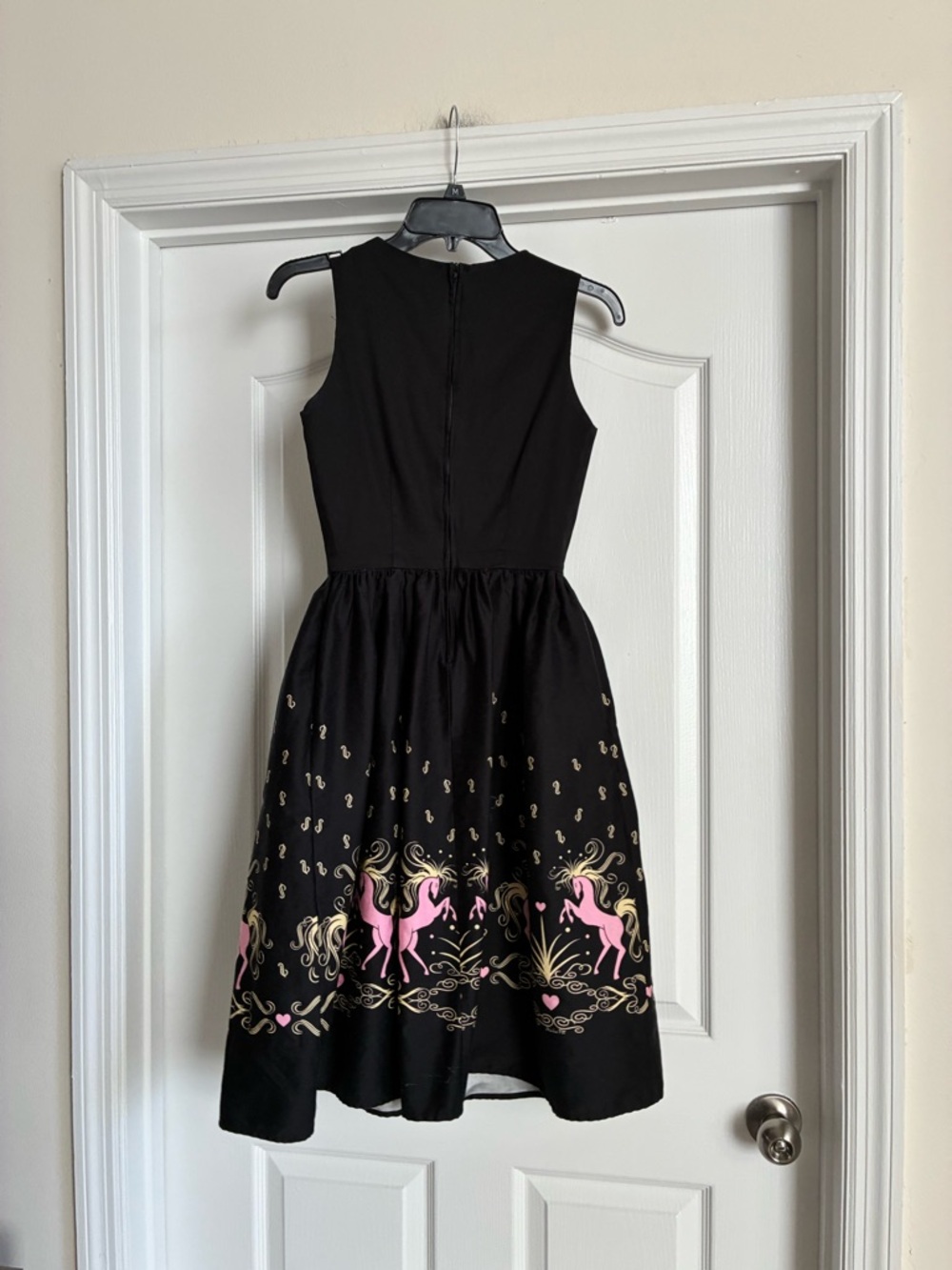 Rare Pinup Couture Magic Horses in Love Aurora Dress Black Pink Unicorn Size S - Picture 6 of 7